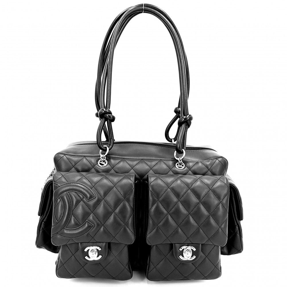 Chanel Handbag Cambon Line Multi Pocket Quilted CC Logo Shoulder Tote Lambskin