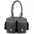 Chanel Handbag Cambon Line Multi Pocket Quilted CC Logo Shoulder Tote Lambskin