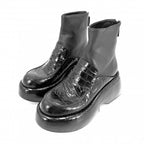 Loewe Boots Croco Embossed Short Shoes 39 Thick Sole Leather Black