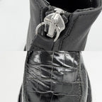 Loewe Boots Croco Embossed Short Shoes 39 Thick Sole Leather Black — view 8