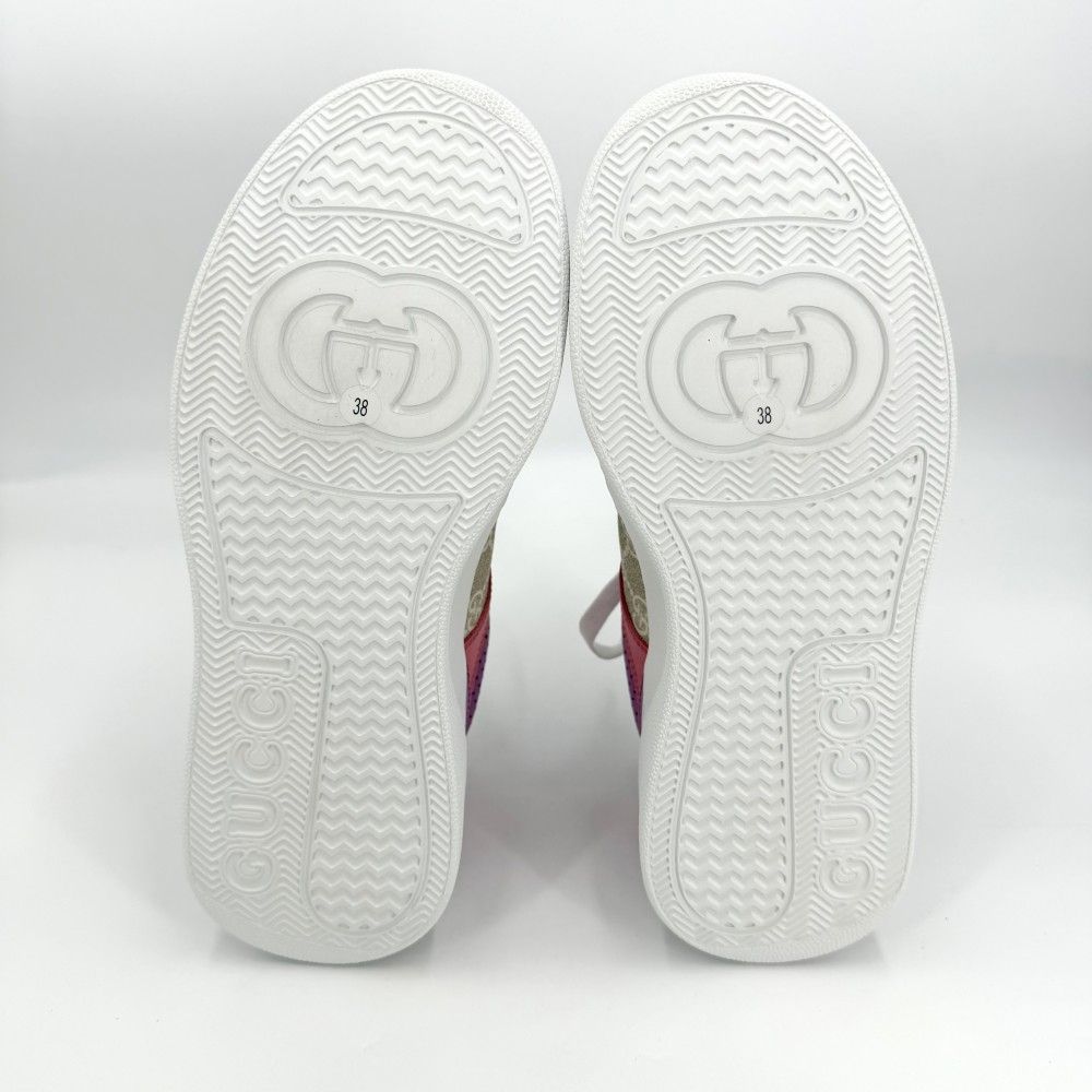 Gucci Sneakers Low Cut Shoes 38 GG Supreme Canvas Leather Beige White — view 5