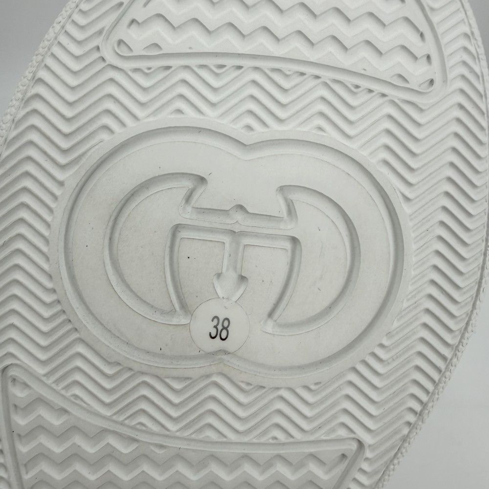 Gucci Sneakers Low Cut Shoes 38 GG Supreme Canvas Leather Beige White — view 7