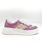 Gucci Sneakers Low Cut Shoes 38 GG Supreme Canvas Leather Beige White — view 2