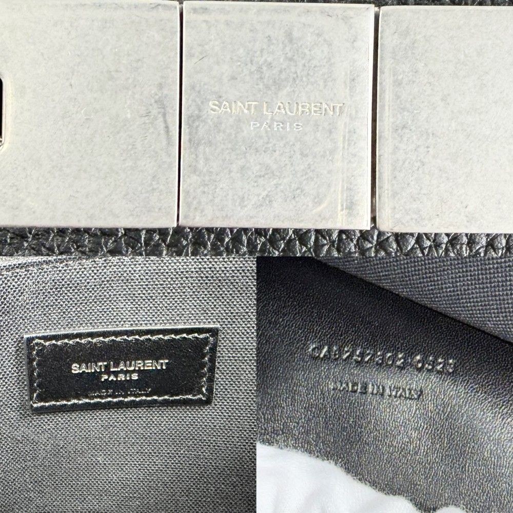 Saint Laurent Paris Tote Manhattan S Handbag Shoulder Leather Black Silver — view 5