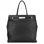 Saint Laurent Paris Tote Manhattan S Handbag Shoulder Leather Black Silver