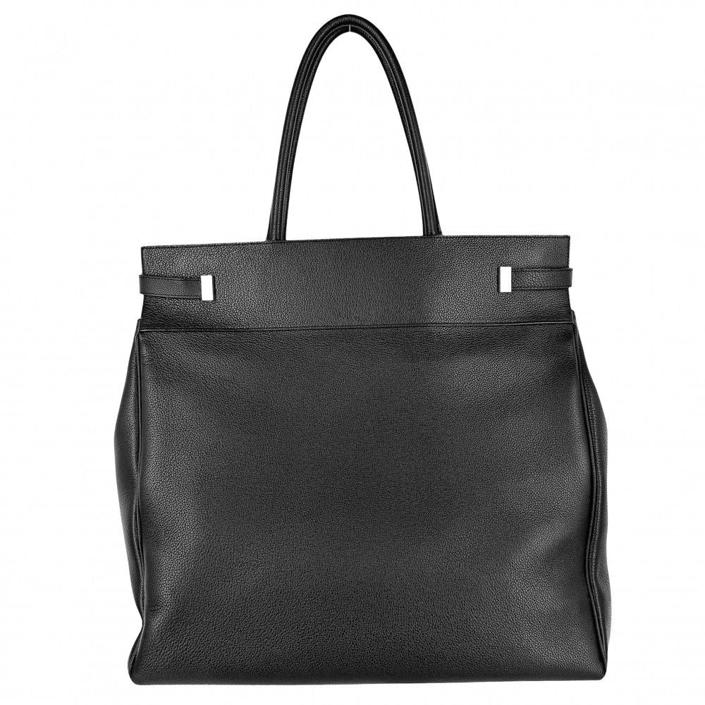 Saint Laurent Paris Tote Manhattan S Handbag Shoulder Leather Black Silver — view 2