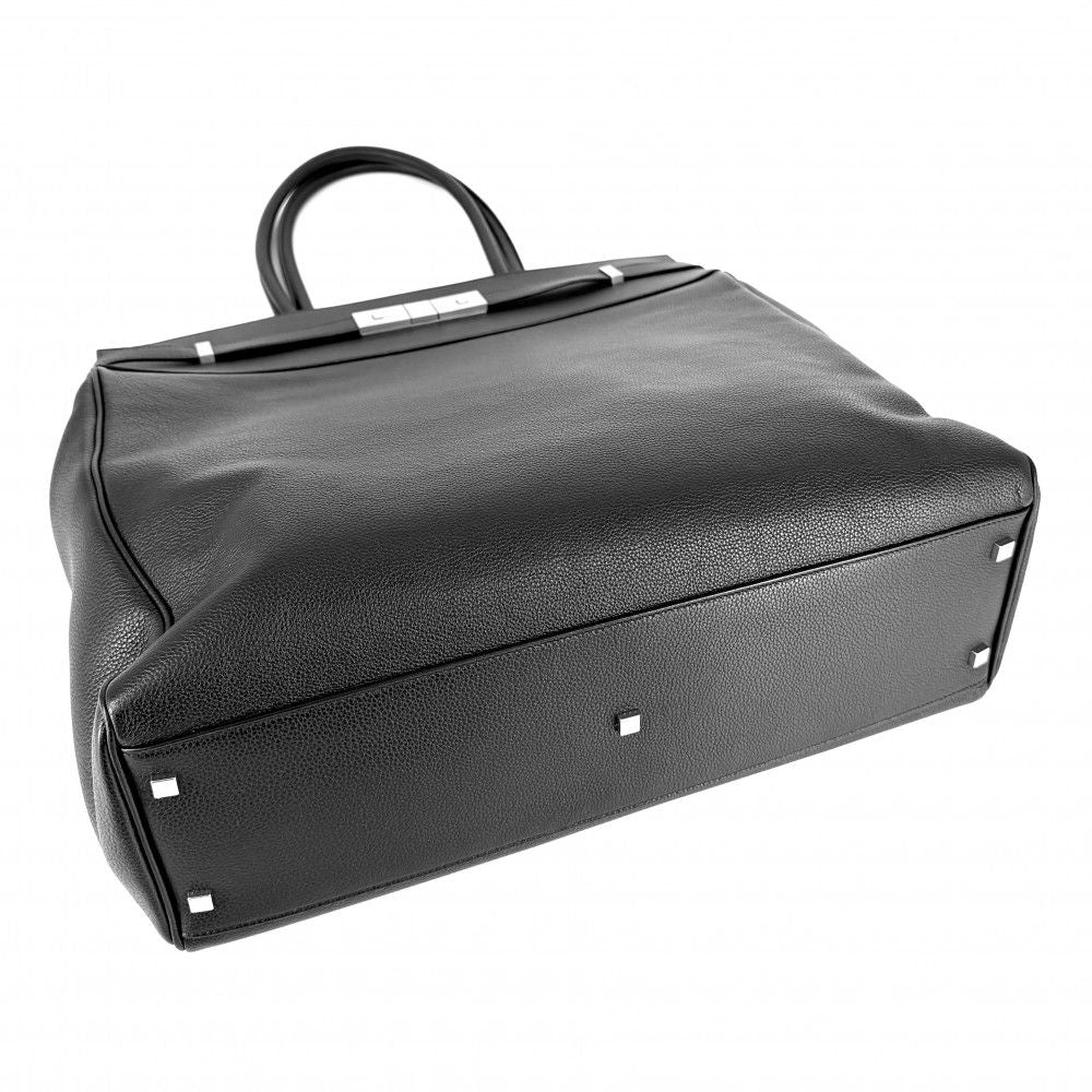 Saint Laurent Paris Tote Manhattan S Handbag Shoulder Leather Black Silver — view 3