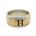 Hermes Ring Logo 18k YG 48 Combination Gold 925 Sterling Silver