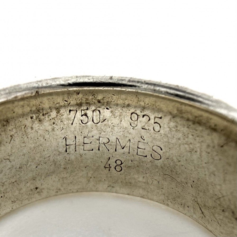 Hermes Ring Logo 18k YG 48 Combination Gold 925 Sterling Silver