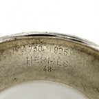 Hermes Ring Logo 18k YG 48 Combination Gold 925 Sterling Silver
