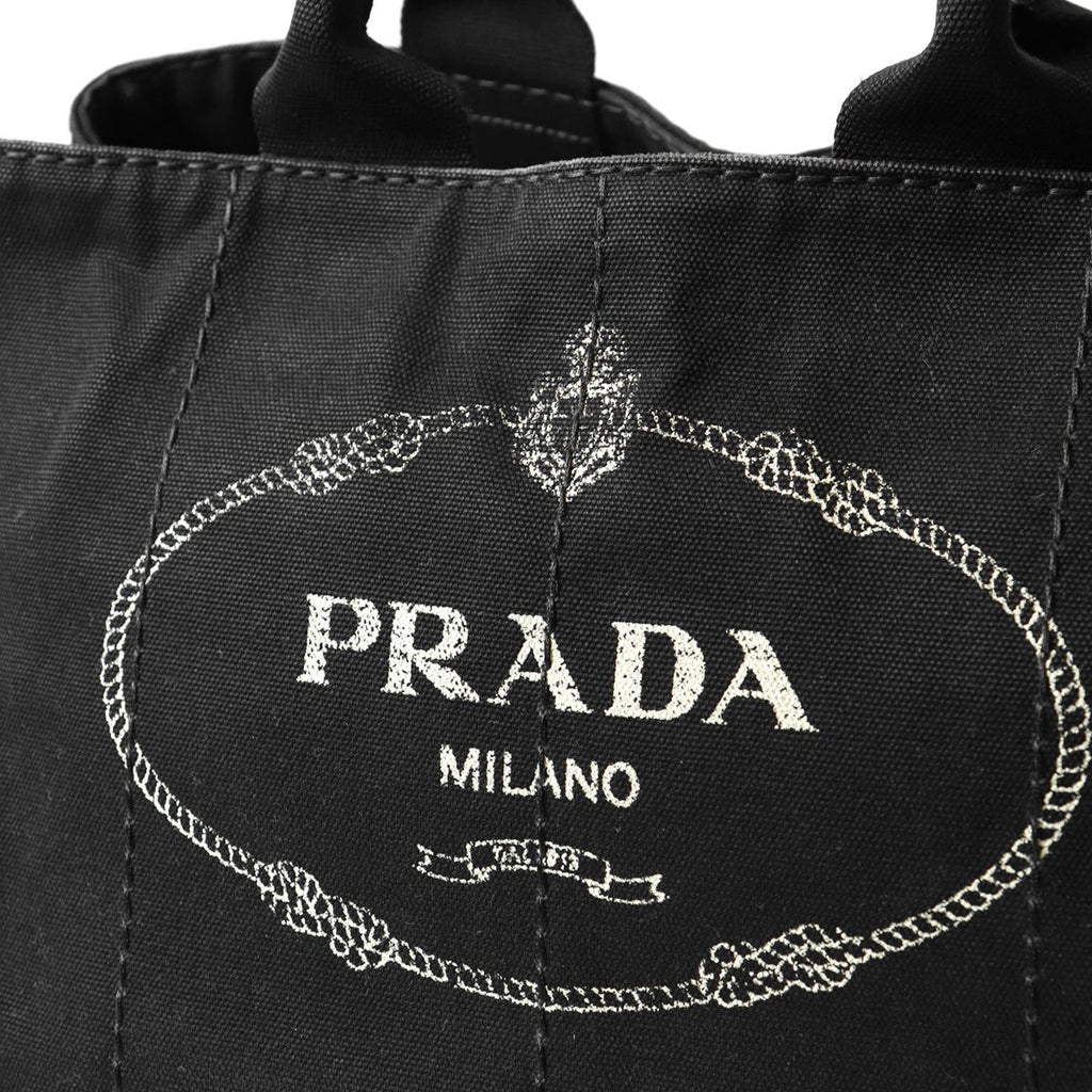 Prada Canapa M Tote Bag Canvas Black — view 7