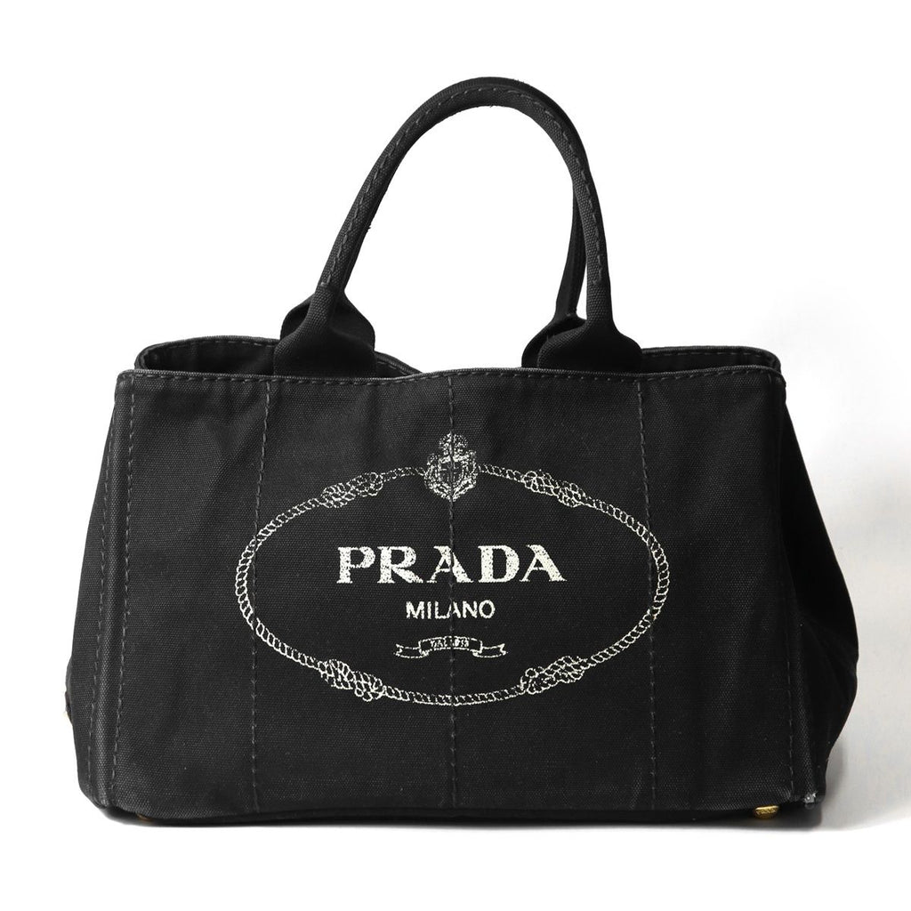 Prada Canapa M Tote Bag Canvas Black