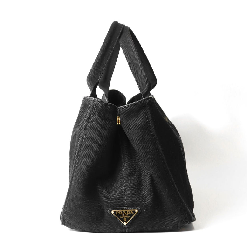 Prada Canapa M Tote Bag Canvas Black — view 4