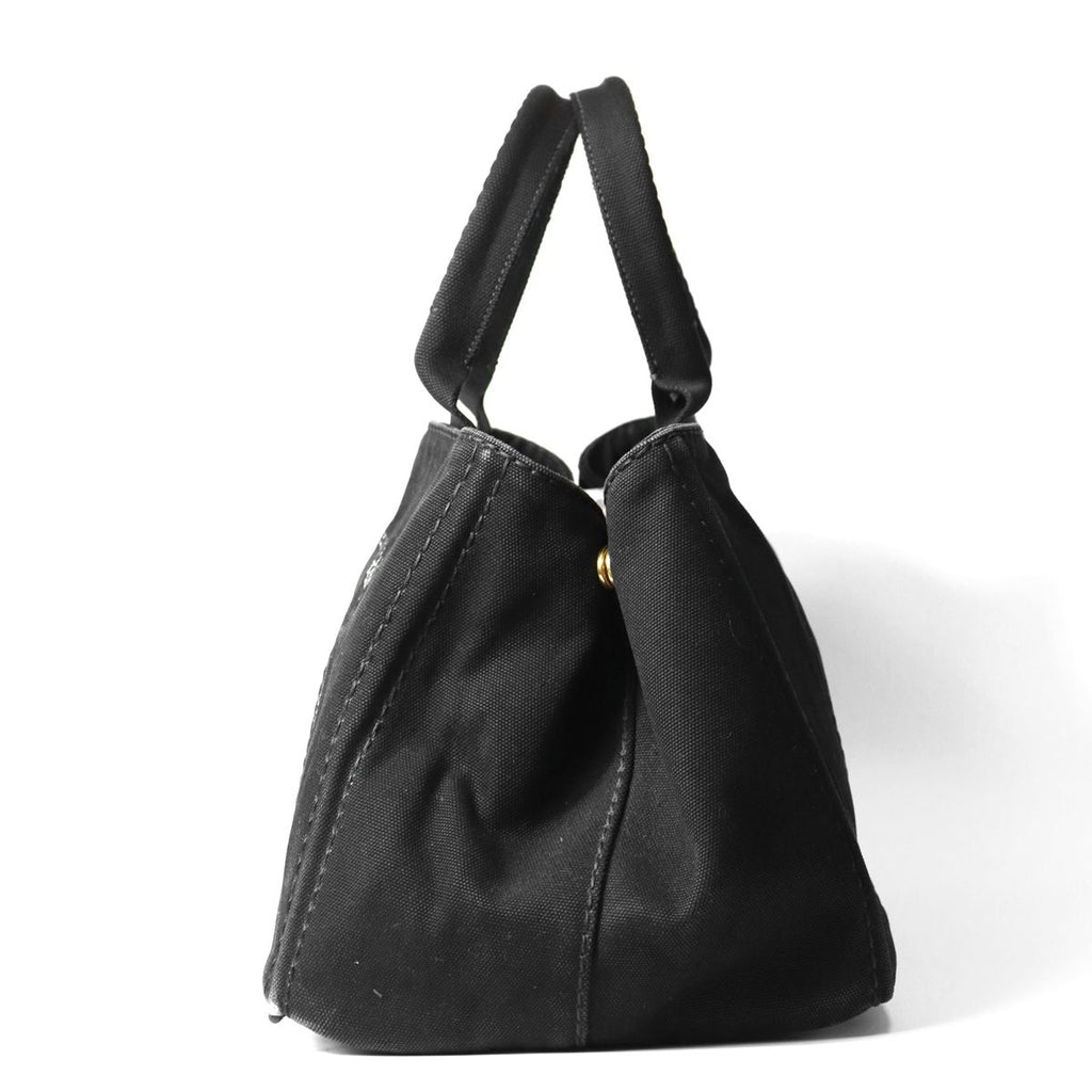 Prada Canapa M Tote Bag Canvas Black — view 3