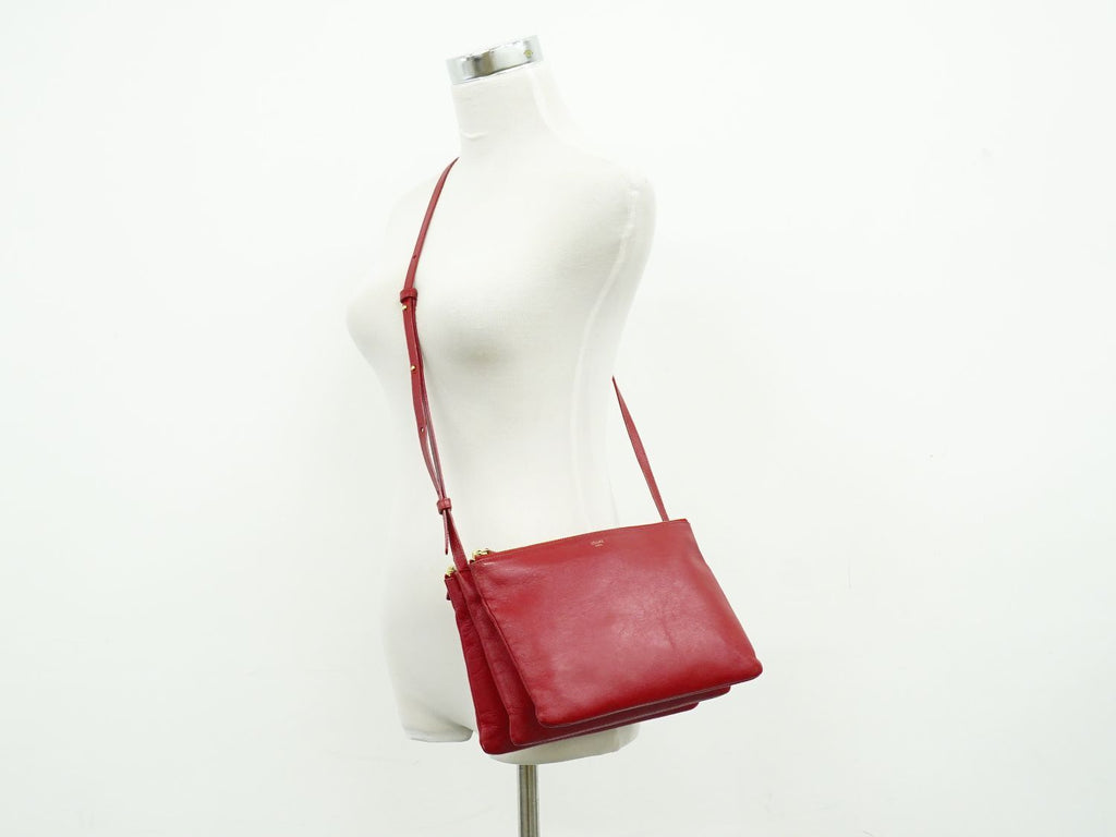 Celine Trio Large Shoulder Bag Pochette Leather — view 6