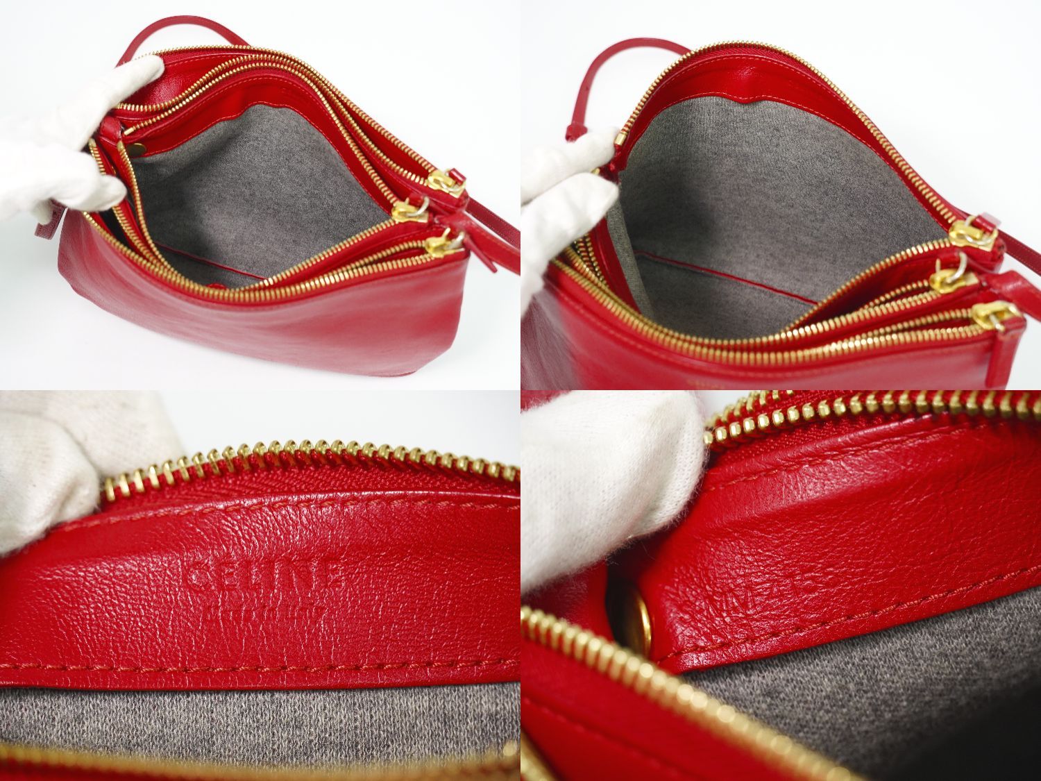 Celine Trio Large Shoulder Bag Pochette Leather — view 9
