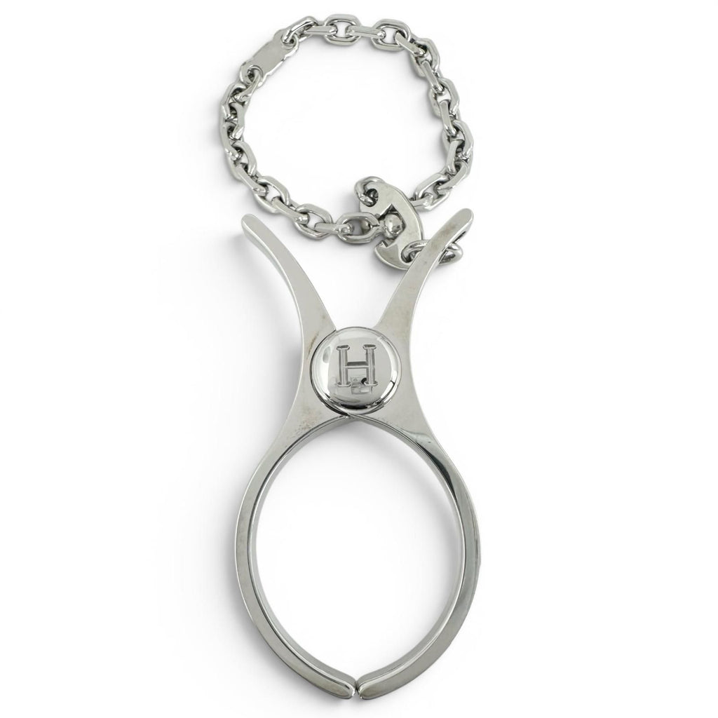 Hermes Filou Logo Glove Holder Strap Silver Gloves — view 3