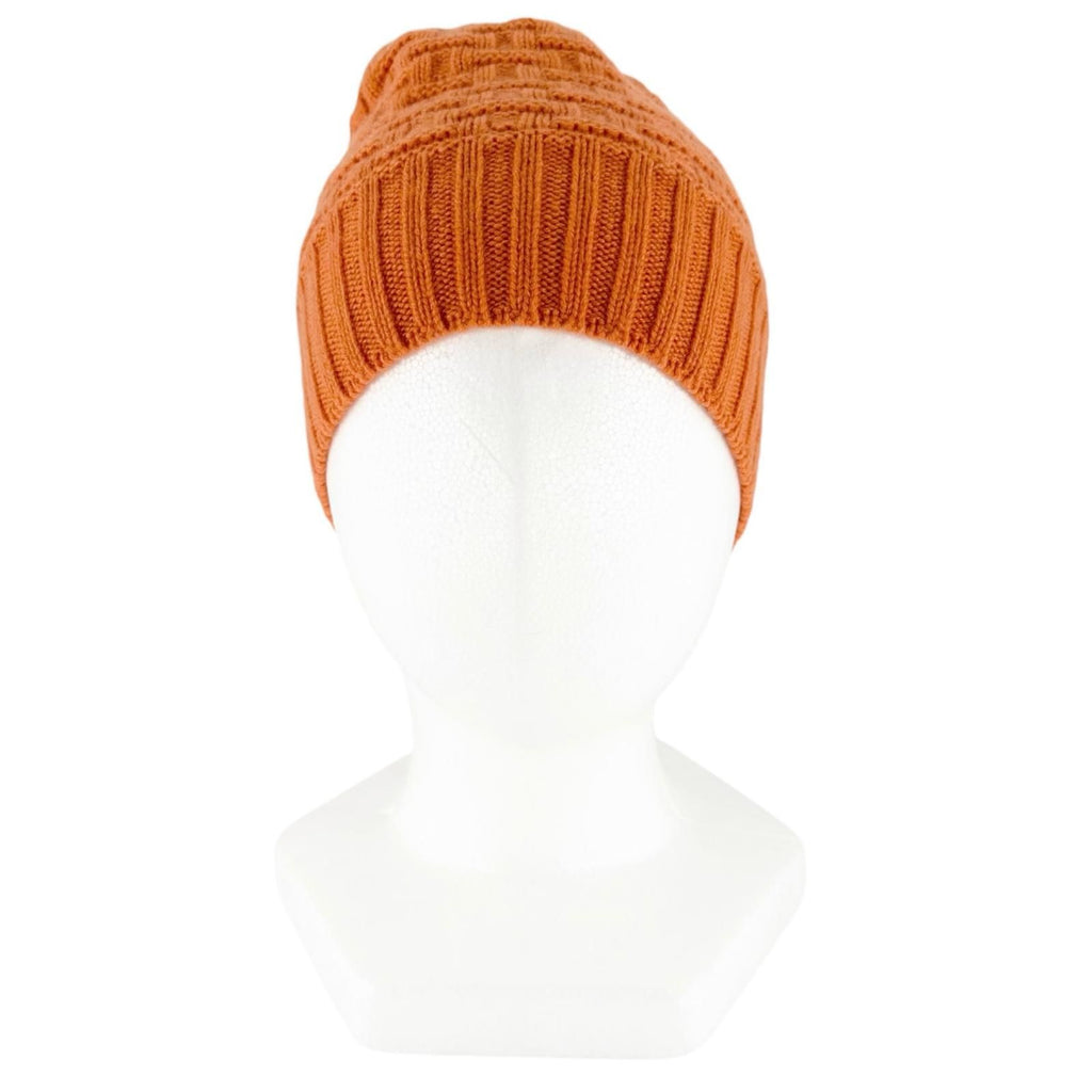 Hermes Cashmere Logo Knitted Beanie Knit Cap Orange — view 2
