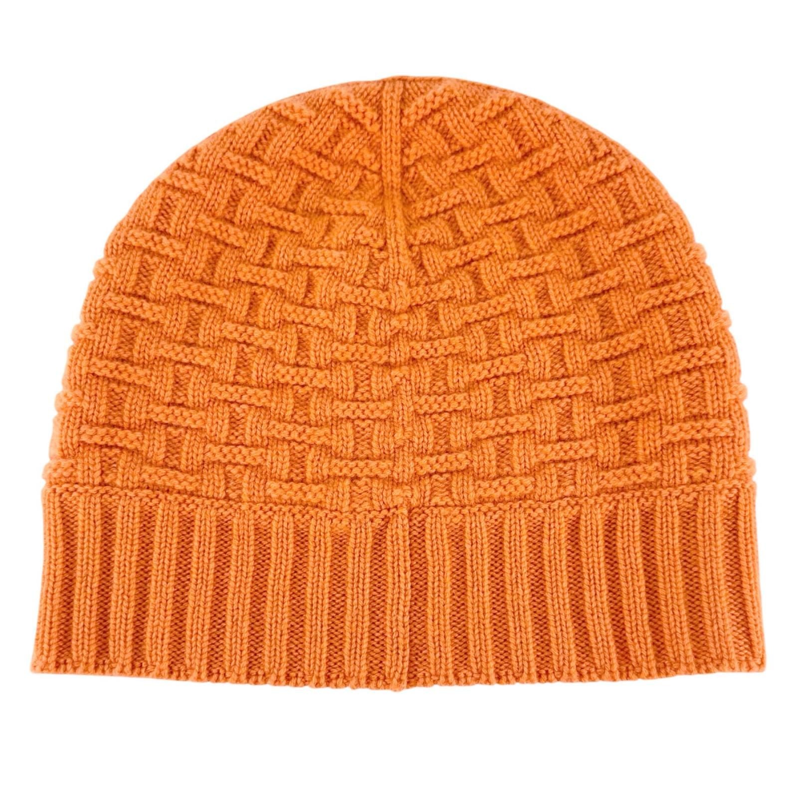 Hermes Cashmere Logo Knitted Beanie Knit Cap Orange — view 7