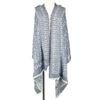 Chanel Cashmere CC Logo Double C Large Fringe Shawl Navy White Scarf — view 2