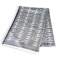 Chanel Cashmere CC Logo Double C Large Fringe Shawl Navy White Scarf