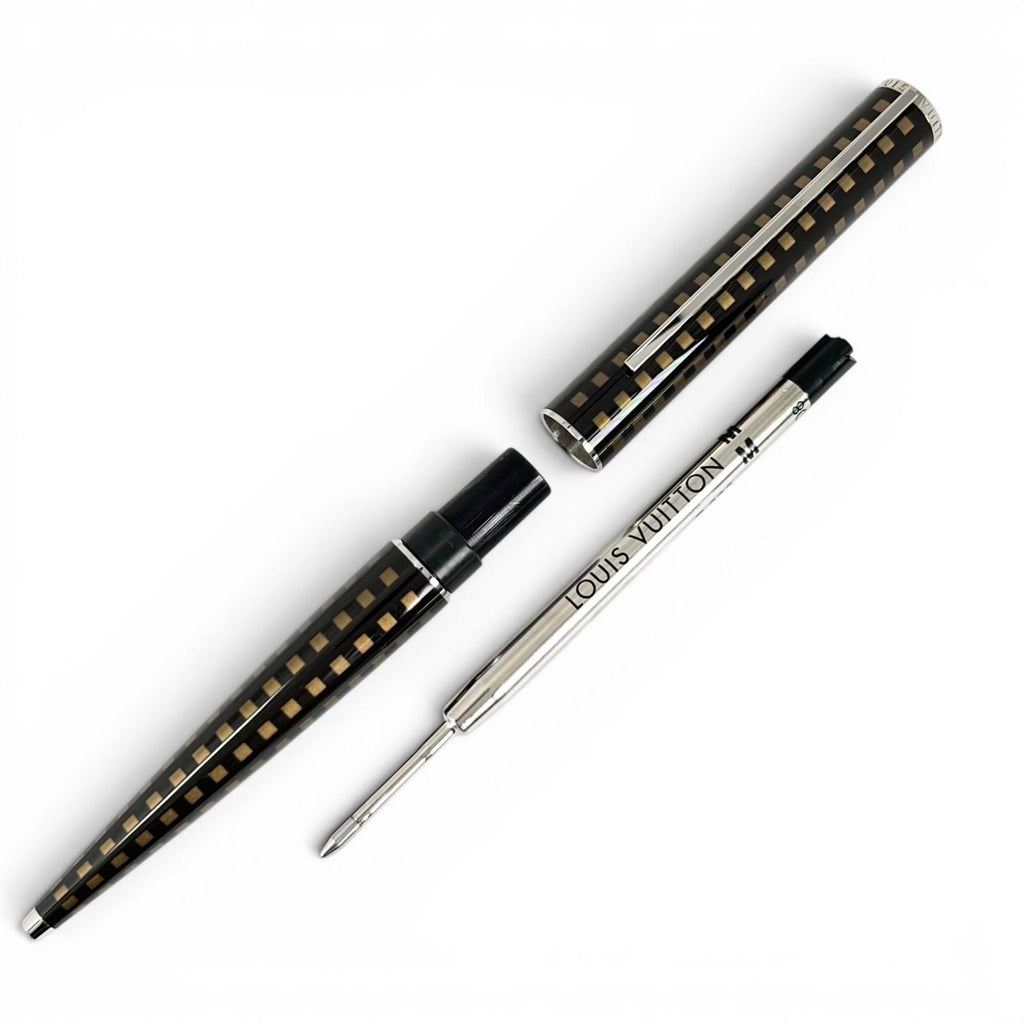 Louis Vuitton Jet Rack Damier Twist Ballpoint Pen Brown Silver — view 3