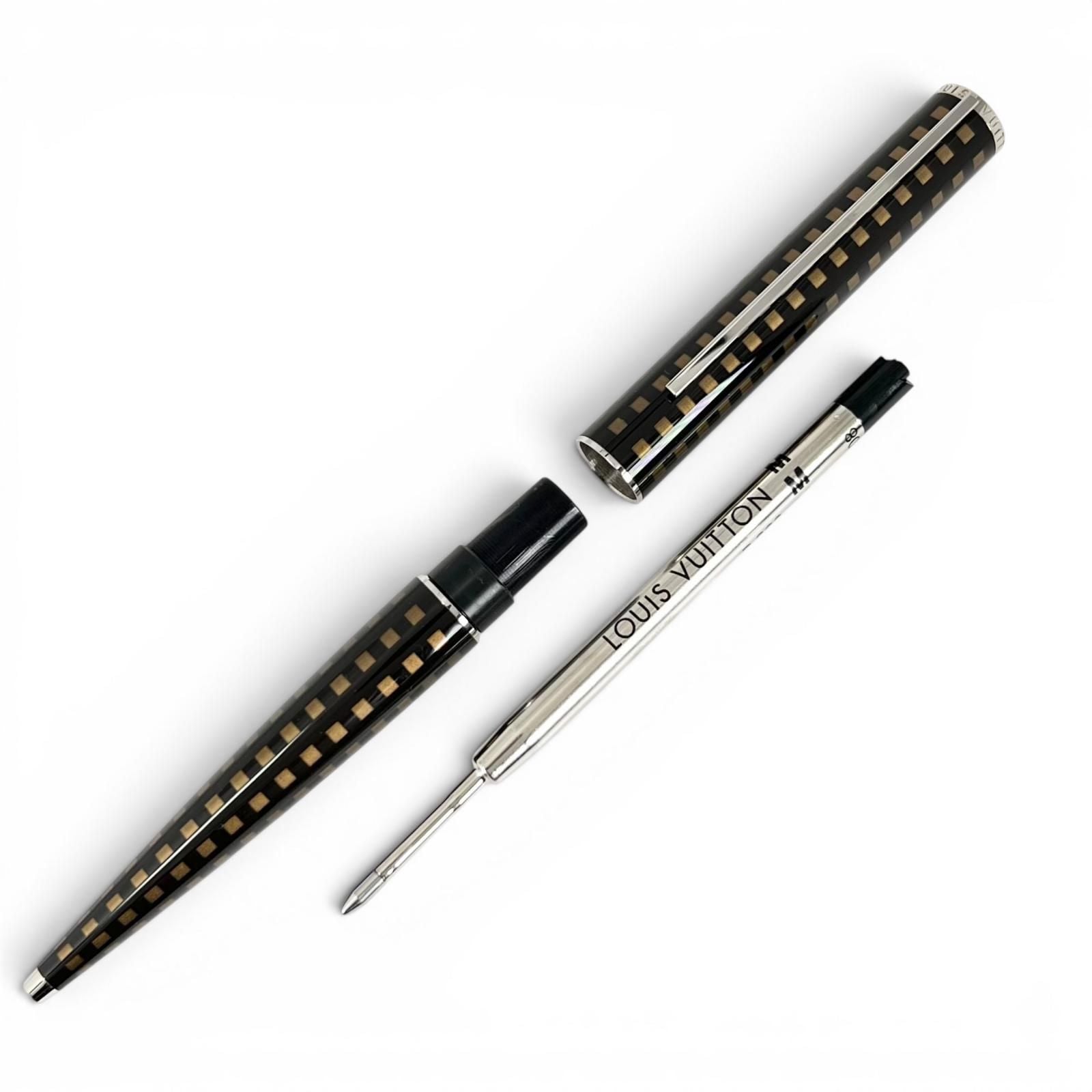 Louis Vuitton Jet Rack Damier Twist Ballpoint Pen Brown Silver — view 3