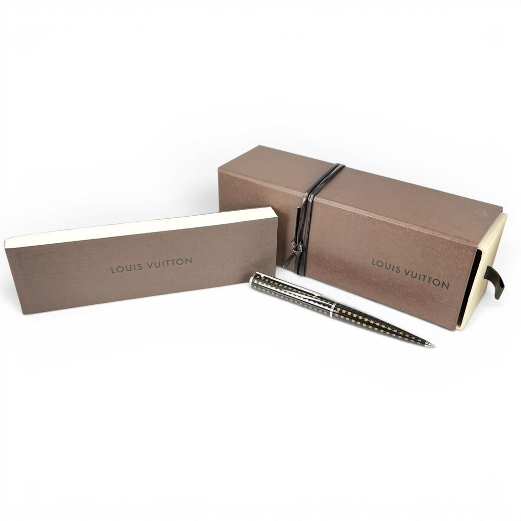 Louis Vuitton Jet Rack Damier Twist Ballpoint Pen Brown Silver — view 2