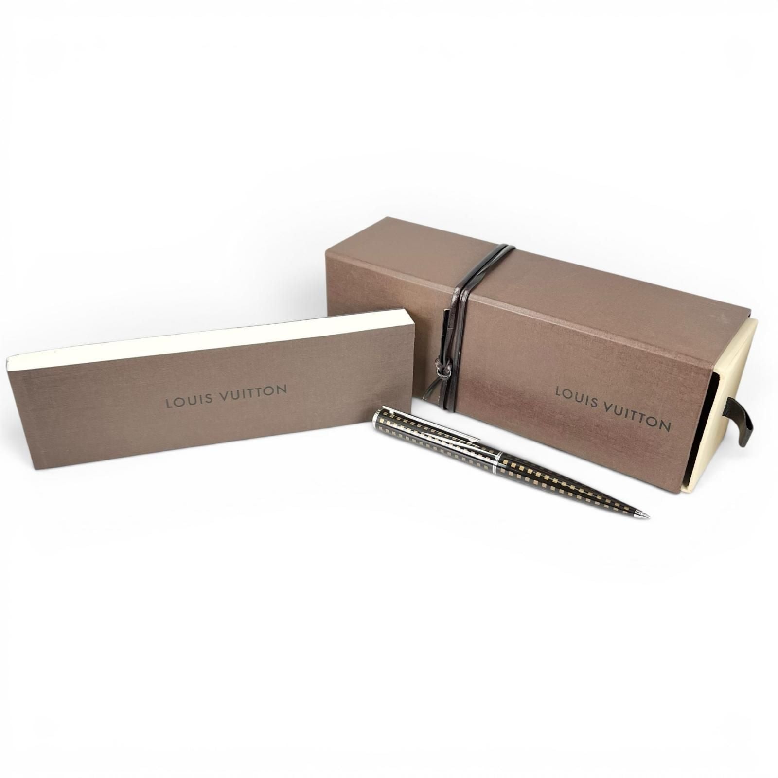 Louis Vuitton Jet Rack Damier Twist Ballpoint Pen Brown Silver — view 2