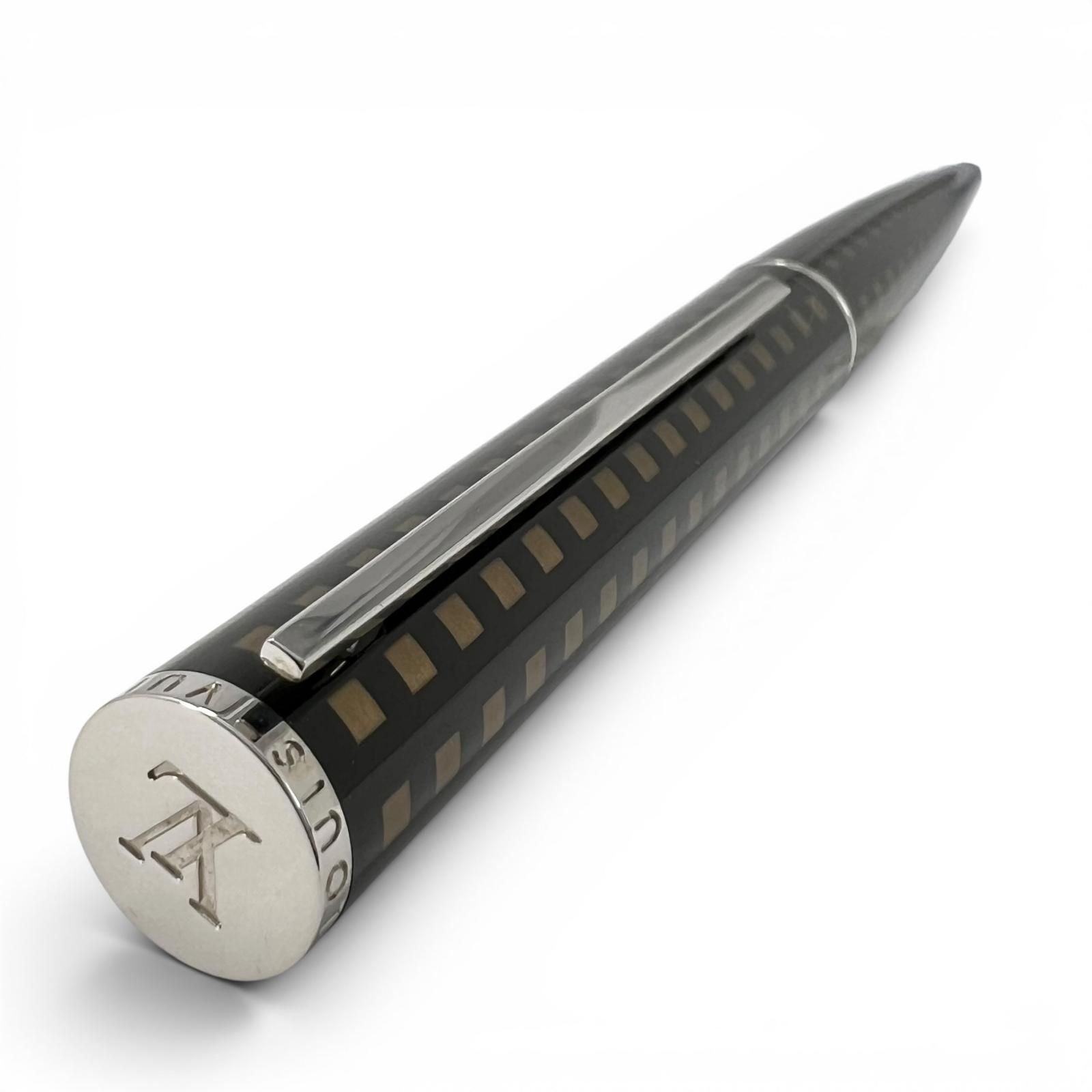 Louis Vuitton Jet Rack Damier Twist Ballpoint Pen Brown Silver — view 4