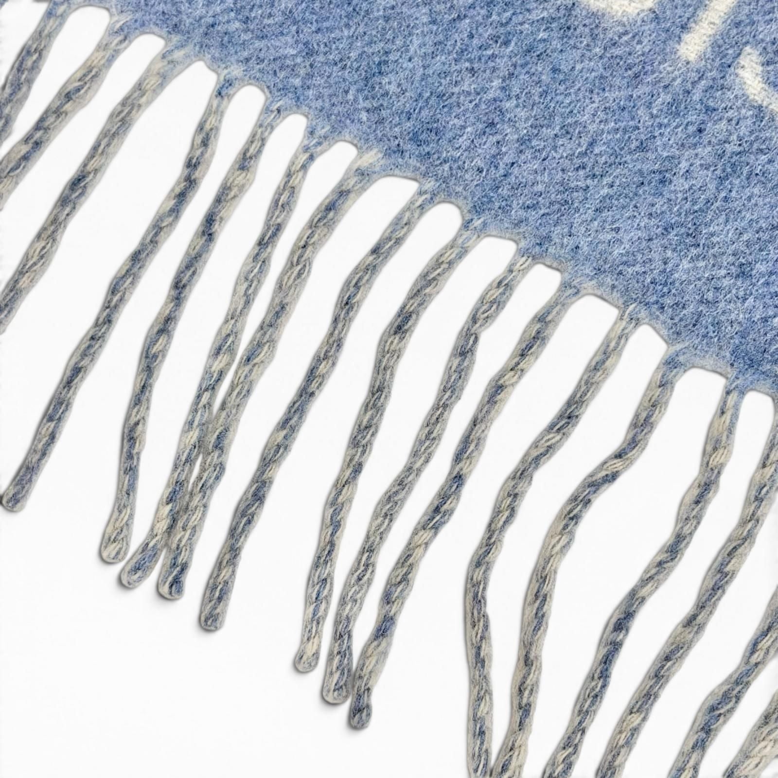 Louis Vuitton Echarpe Reykjavik Cashmere 100% Monogram Fringe Scarf Blue — view 5