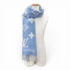 Louis Vuitton Echarpe Reykjavik Cashmere 100% Monogram Fringe Scarf Blue — view 3