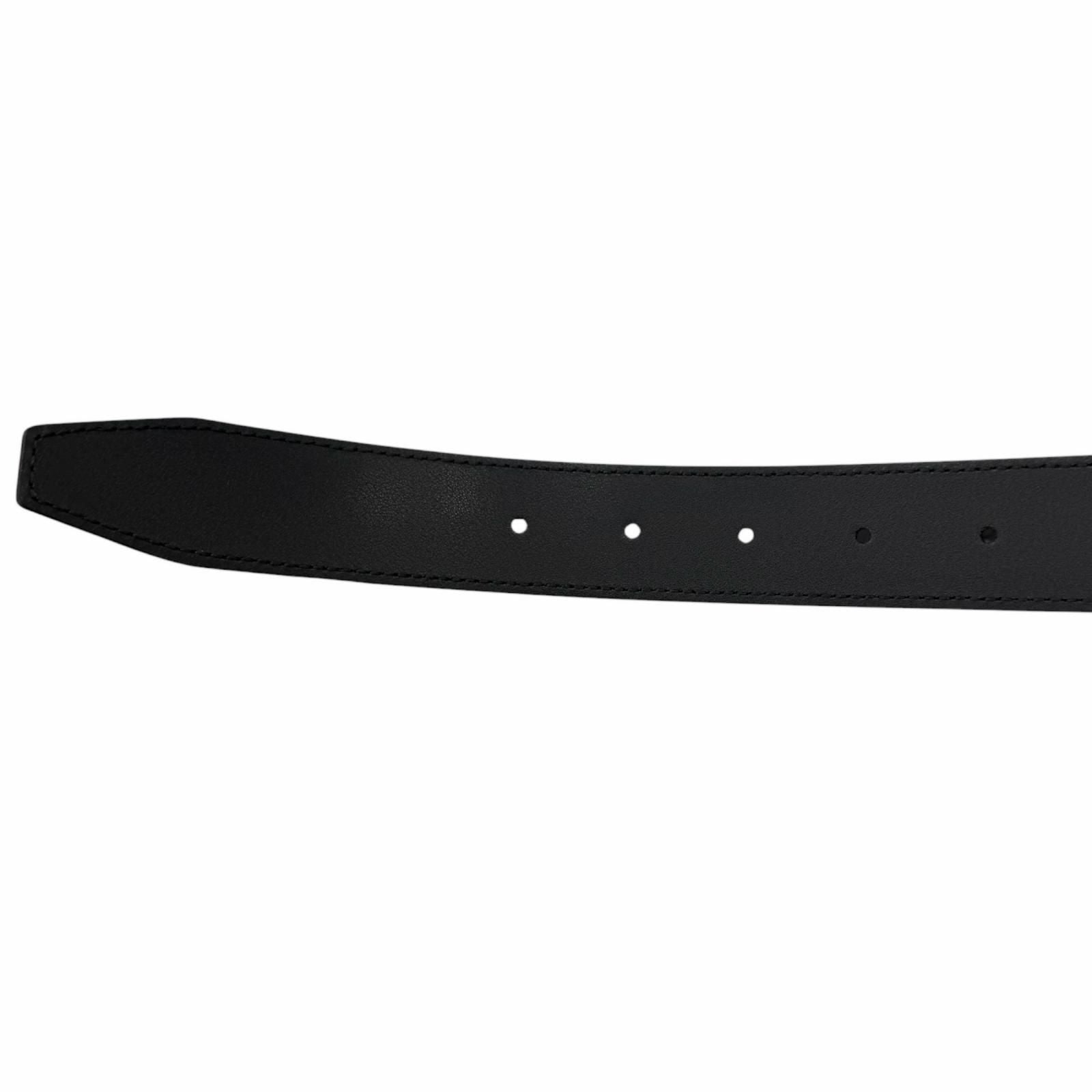 Gucci GG Logo Square Buckle Leather Belt Black Silver 90 36 Recommended — view 6
