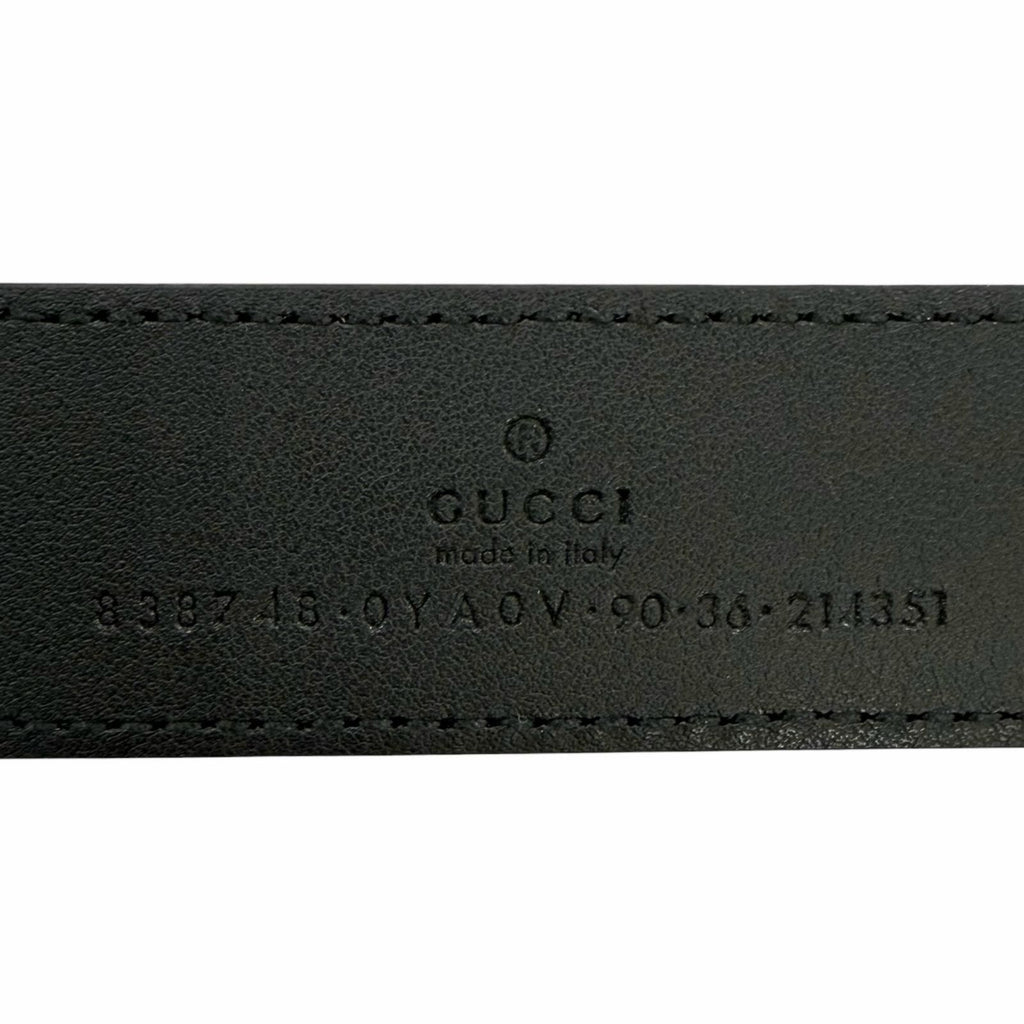 Gucci GG Logo Square Buckle Leather Belt Black Silver 90 36 Recommended — view 8