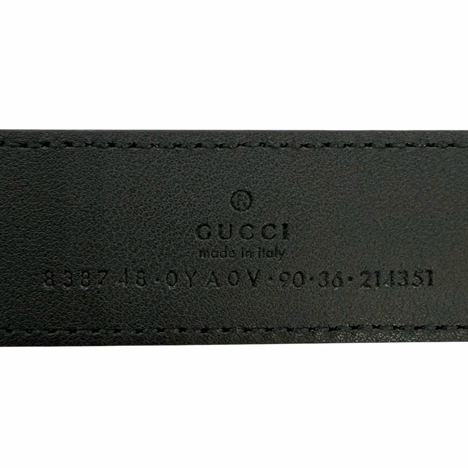 Gucci GG Logo Square Buckle Leather Belt Black Silver 90 36 Recommended — view 8