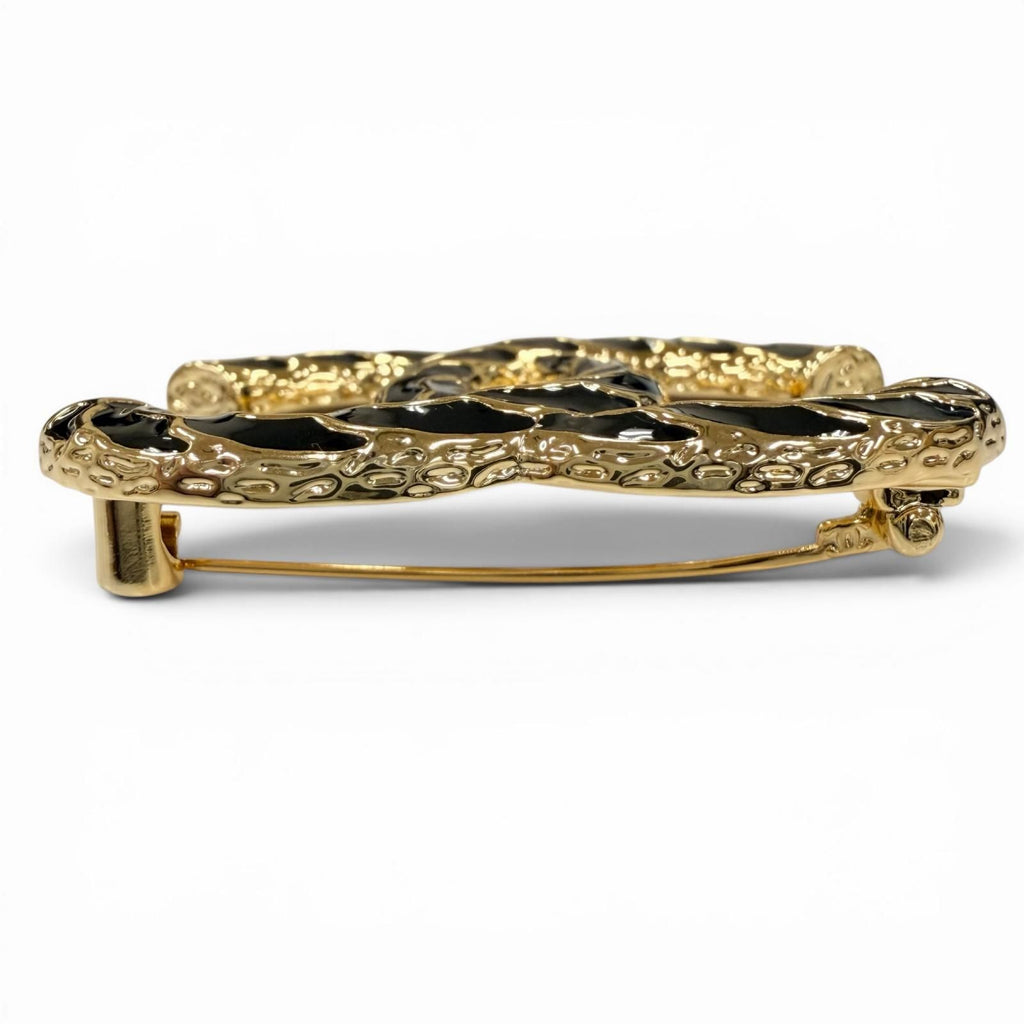 Chanel CC Logo Brooch Gold Black — view 5