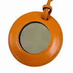 Hermes Vintage in the Pocket Loupe Necklace Leather Mirror Orange with