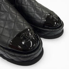 Chanel CC Logo Quilted Leather Side Gore Boots Lightweight Short Black — view 7