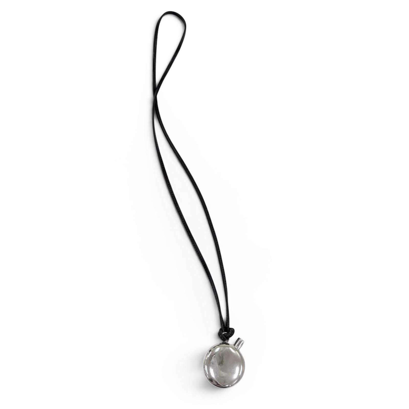 Hermes Vintage 925 Leather Perfume Bottle Pendant Silver Black — view 2