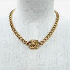 Chanel Vintage CC Logo Turnlock Necklace Gold — view 4