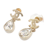 Chanel CC Drop Swing Earrings Metal Crystal Gold CC Logo — view 3
