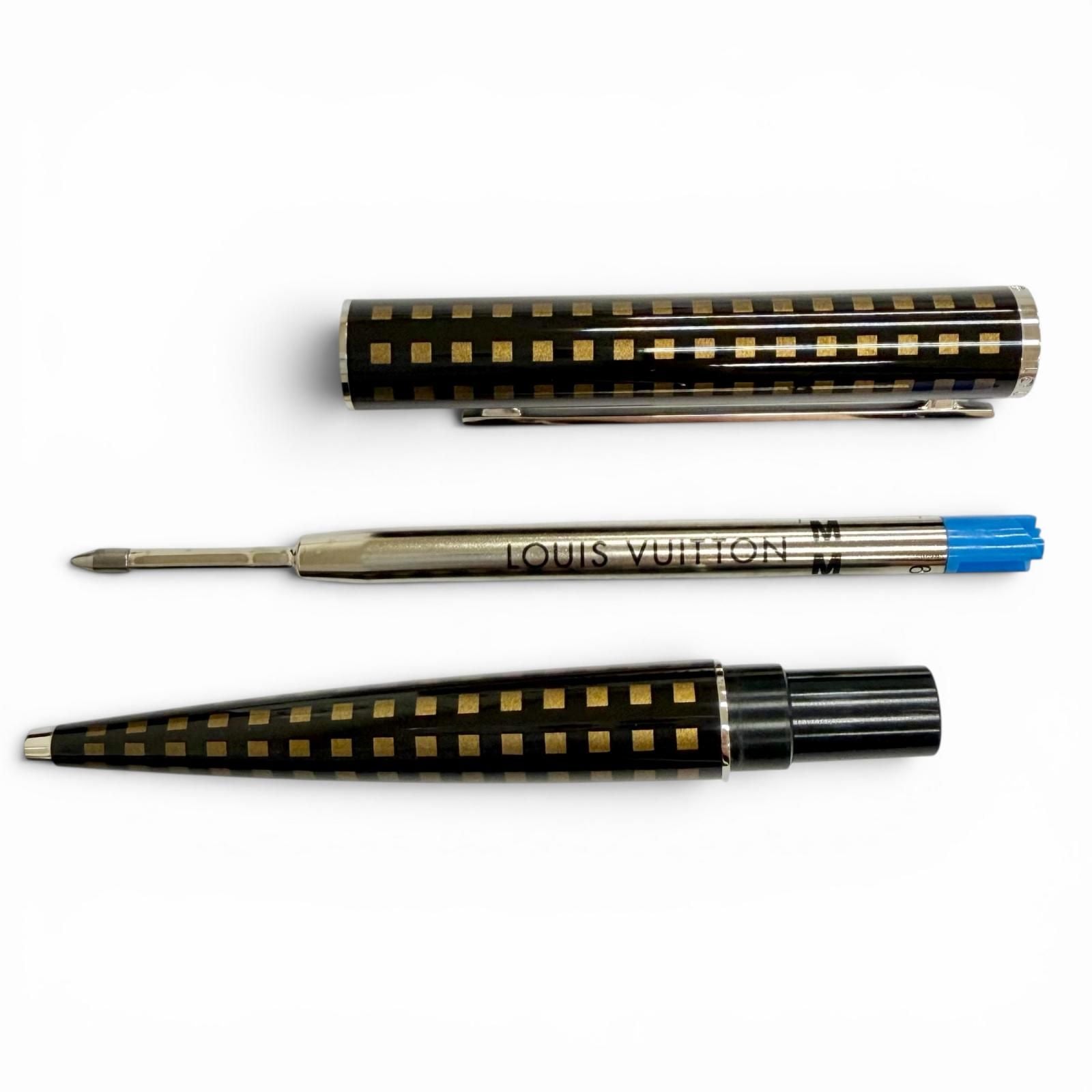 Louis Vuitton Jet Rack Damier Twist Ballpoint Pen Dark Brown Handwriting — view 3