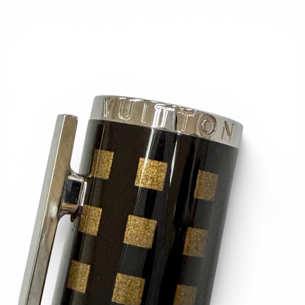 Louis Vuitton Jet Rack Damier Twist Ballpoint Pen Dark Brown Handwriting — view 7