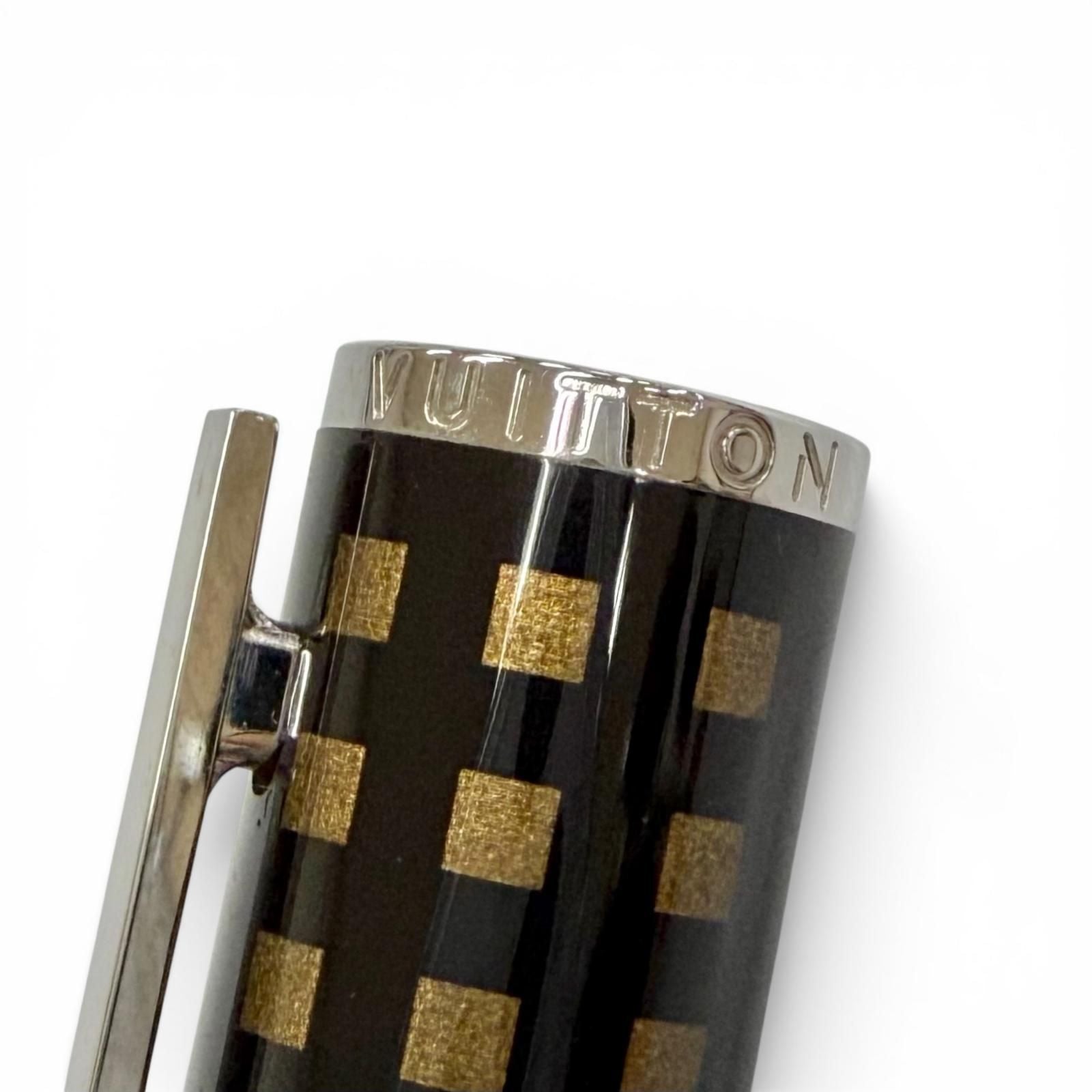 Louis Vuitton Jet Rack Damier Twist Ballpoint Pen Dark Brown Handwriting — view 7