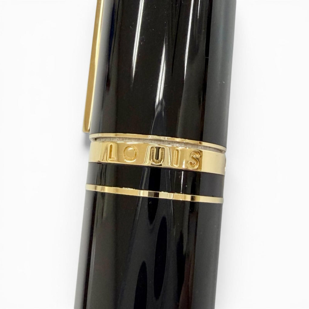 Louis Vuitton Dog Double Lacquer Twist Ballpoint Pen Black Gold Handwriting — view 6