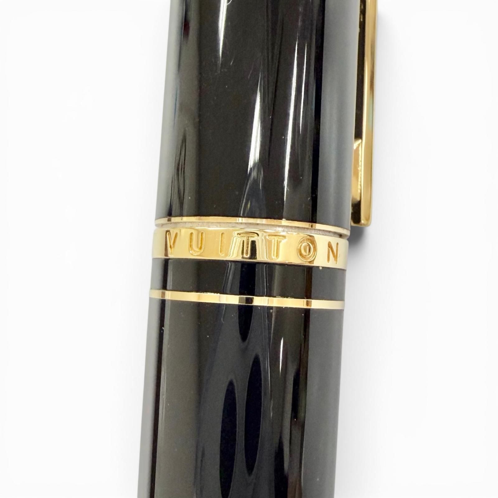 Louis Vuitton Dog Double Lacquer Twist Ballpoint Pen Black Gold Handwriting — view 7