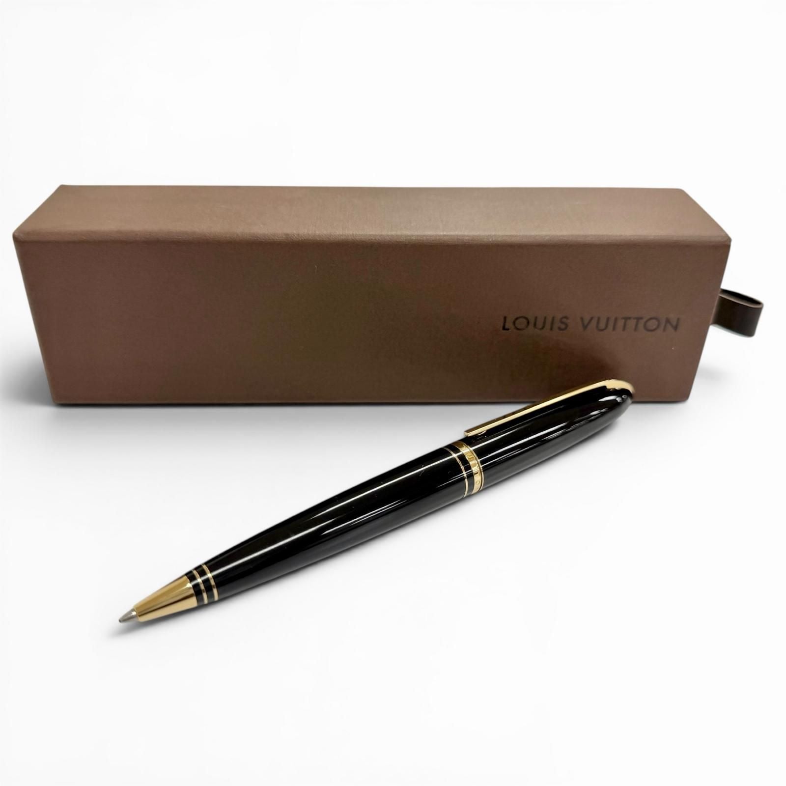 Louis Vuitton Dog Double Lacquer Twist Ballpoint Pen Black Gold Handwriting — view 2