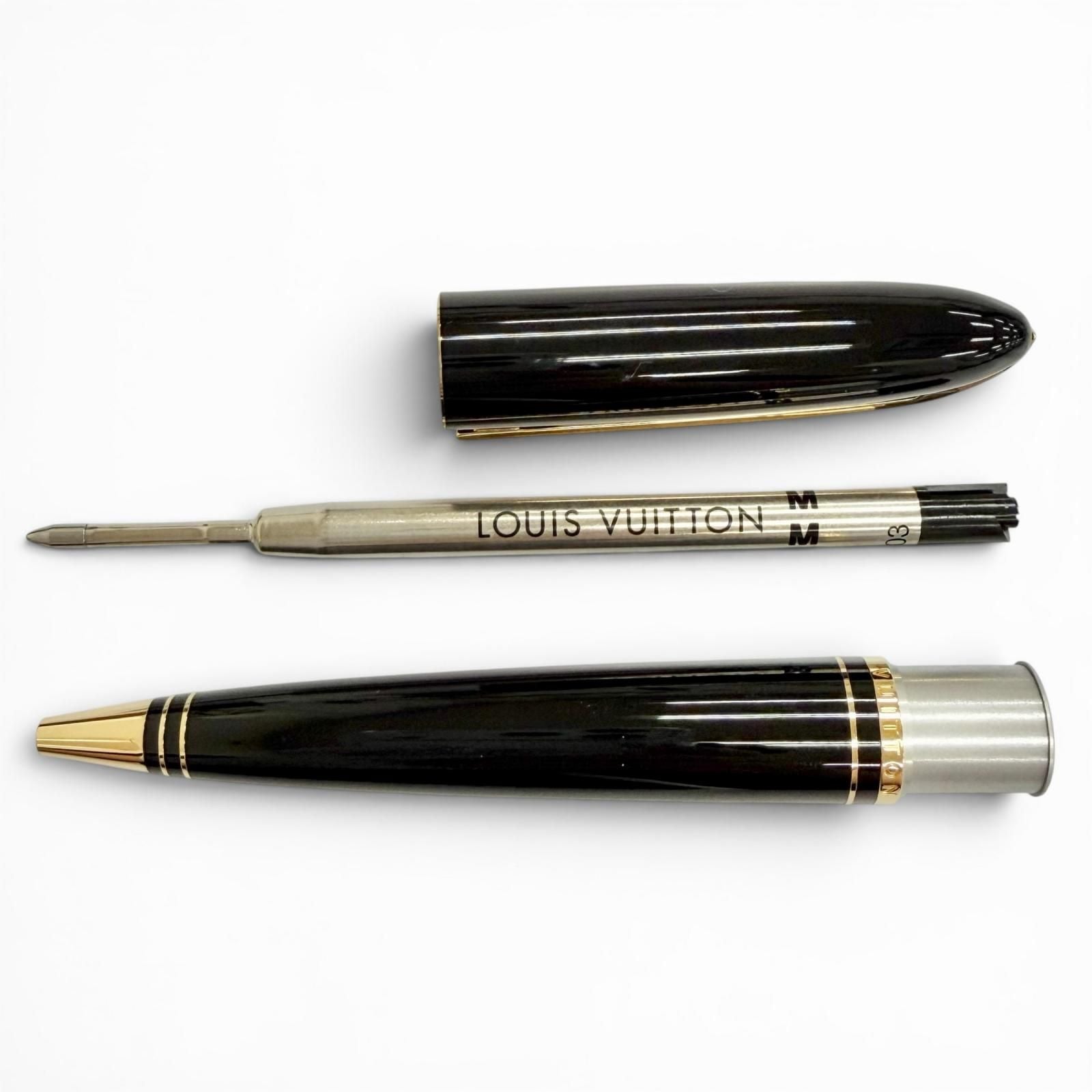 Louis Vuitton Dog Double Lacquer Twist Ballpoint Pen Black Gold Handwriting — view 3