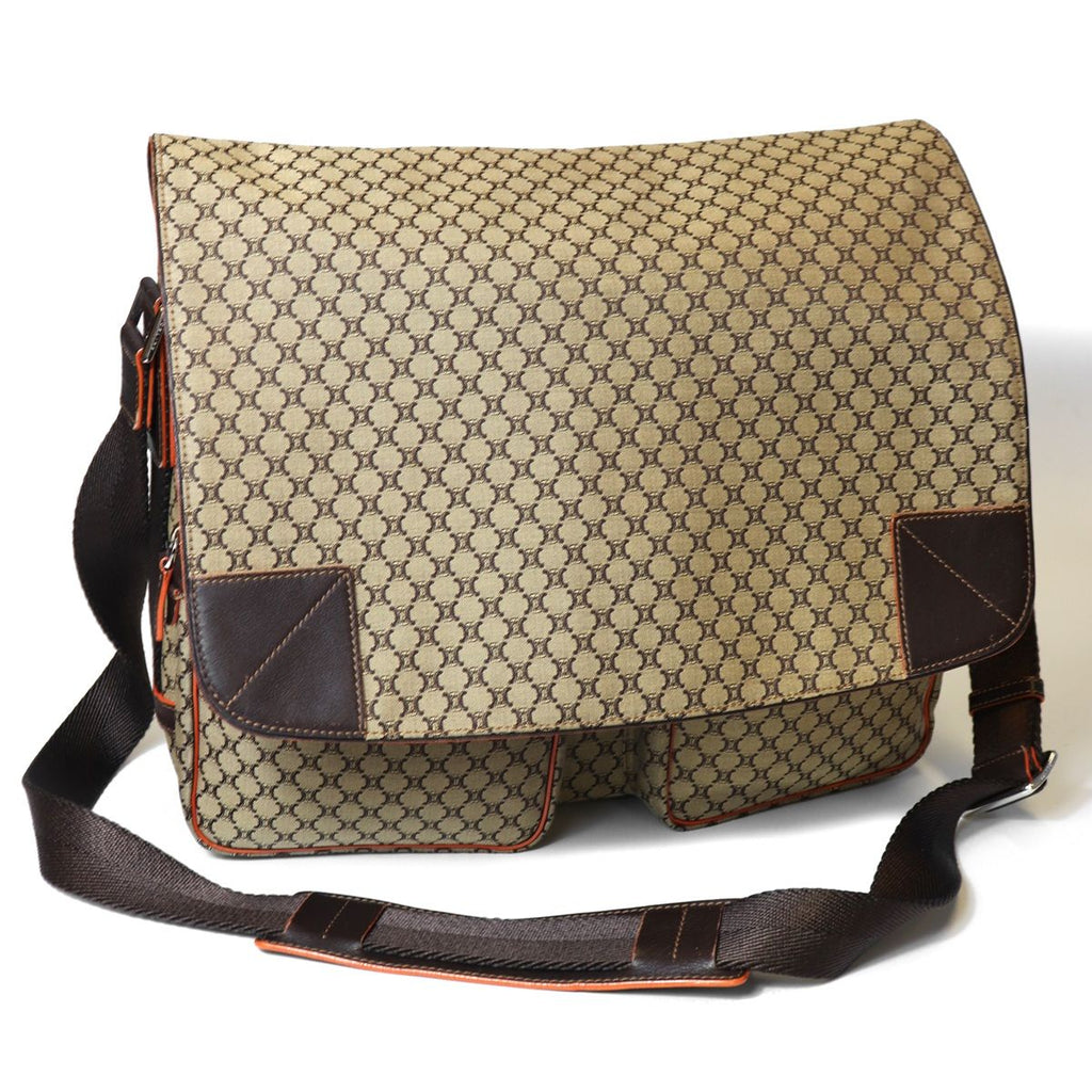 Celine Macadam Messenger Bag Canvas Brown