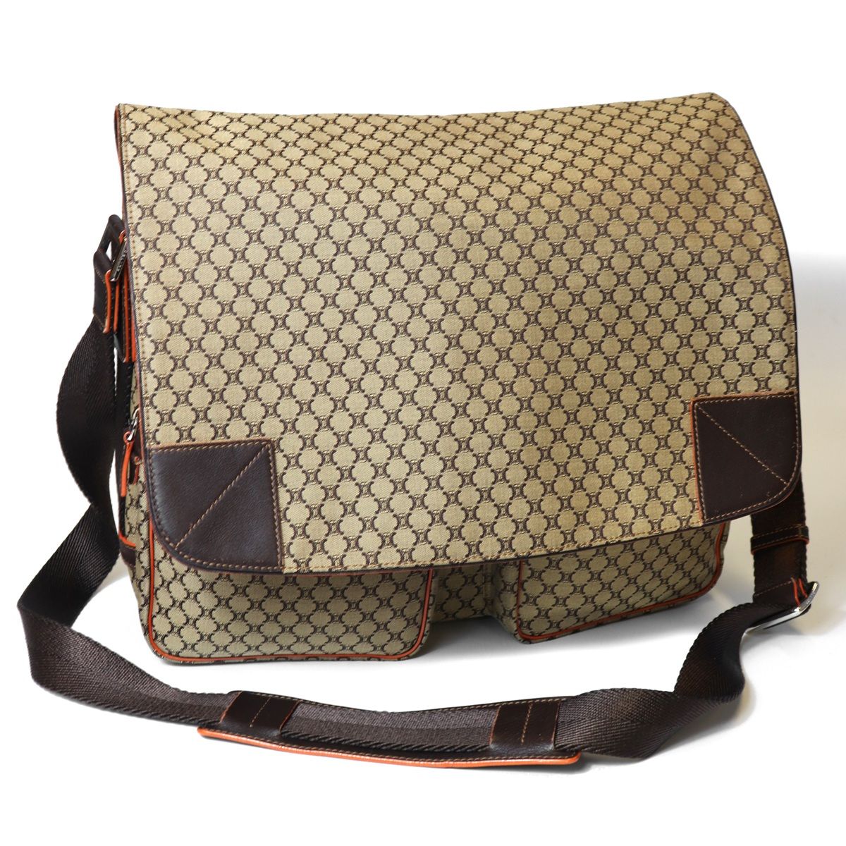 Celine Macadam Messenger Bag Canvas Brown